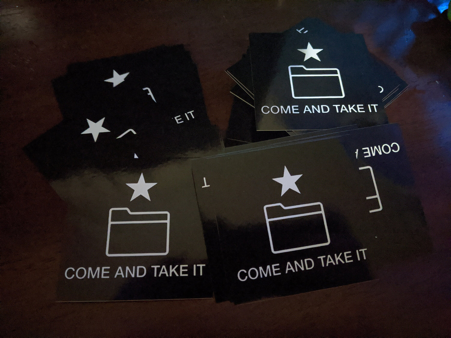 Come And Take It Folder 3d printing FOSSCAD Stickers - black waterproof vinyl - 3 pcs